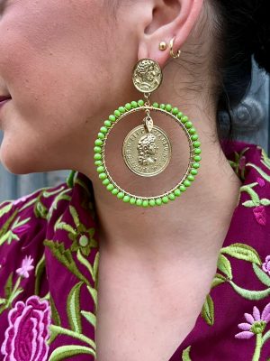 Pendiente fornitura verde moneda (Ref:31407)