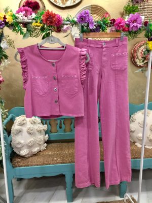 Conjunto denim Estrellas Petite-Rosa(Ref:42931)