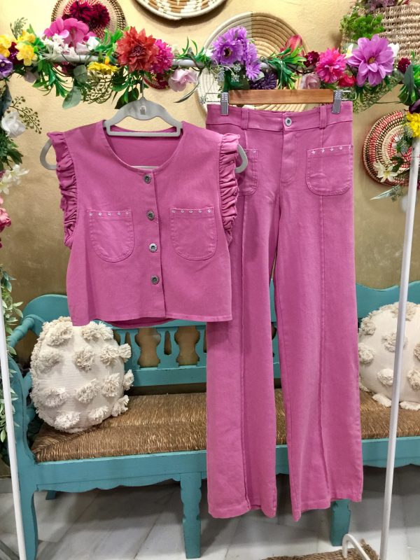 Conjunto denim Estrellas Petite-Rosa(Ref:42931)