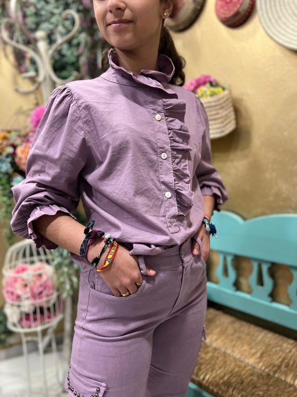 Pantalón cargo bolsillo tachas -malva (Ref:42933) - Imagen 2