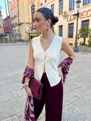 Chaleco punto - hueso (Ref:42906)