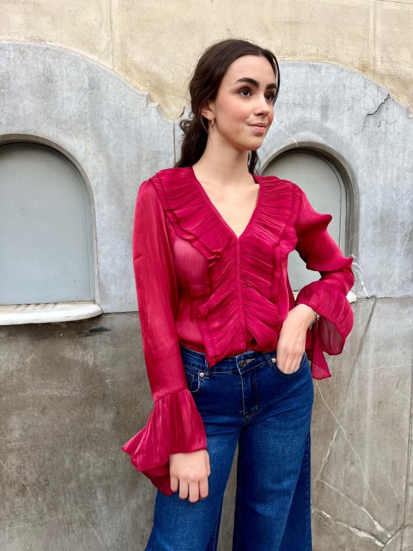 Blusa gasa volantes - burdeos (Ref:42955)