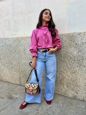 Blusa volante ribete rosa (Ref:34532)