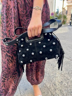 Bolso tachas flecos - negro (Ref:42999)