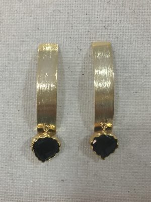 Pendiente Oro Turco recto piedra natural Onix (Ref:34750)