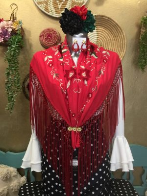 Mantoncillo Nacional Rojo bordado (Ref:43012)