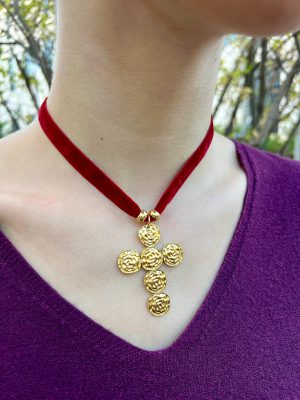 Choker terciopelo cruz - Burdeos (Ref:34974)