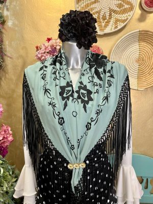 Mantoncillo Nacional - Jade bordado negro (Ref:43014)