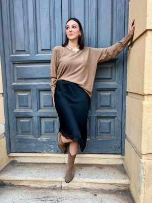 Falda satinada – Negra (Ref:43026)