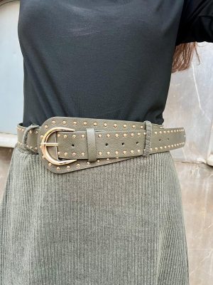 Cinturón tachas - Musgo (Ref:43069)