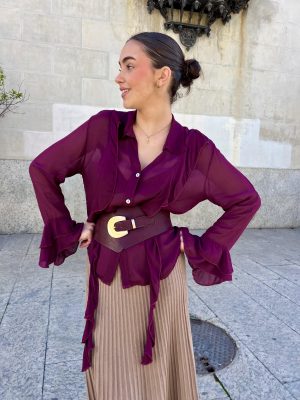 Blusa gasa chorrera - Vino (Ref:43143)
