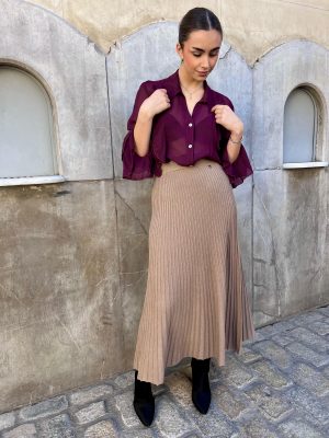 Falda punto canalé - Camel (Ref.43144)