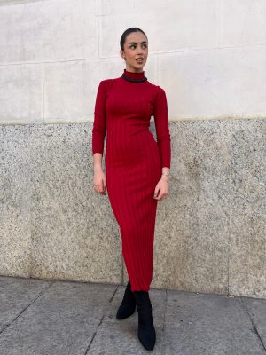 Vestido Canalé - Carmín (Ref:43170)