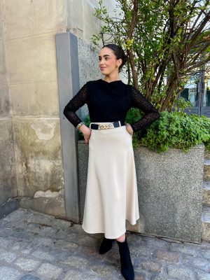 Falda algodón + cinturón - Beige (Ref:43118)