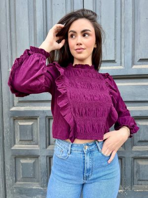 Blusa micro-pana Classic – Vino (Ref:43167)