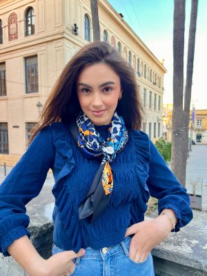 Pañuelo 100% seda - Azul (Ref:43181)