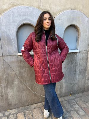 Plumífero acolchado corte evasé capucha - Burdeos (Ref:43240)