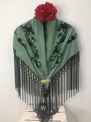 Mantoncillo Nacional adulto – Verde Savia bordado negro(Ref:34644)