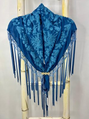 Mantoncillo Nacional adulto – Azul ducados bordado al tono (Ref:35014)