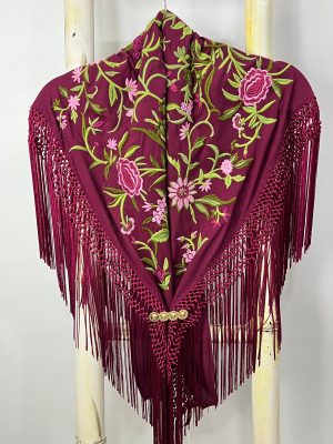 Mantoncillo Nacional adulto – Berenjena bordado verde (Ref:43343)