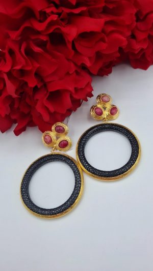 Pendiente Turco negro – buganvilla (Ref:35037)