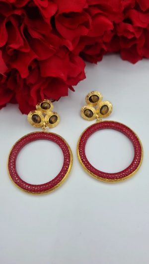 Pendiente Turco rojo - ojo de tigre (Ref:35037)