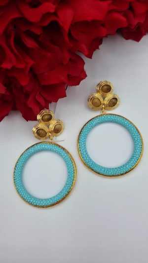 Pendiente Turco turquesa – ojo de tigre (Ref:35037)