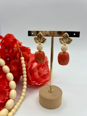 Pendiente hoja bi-color (Ref:43385)