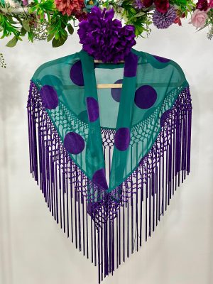 Mantoncillo gasa lunares terciopelo turquesa/morado (Ref:43449)