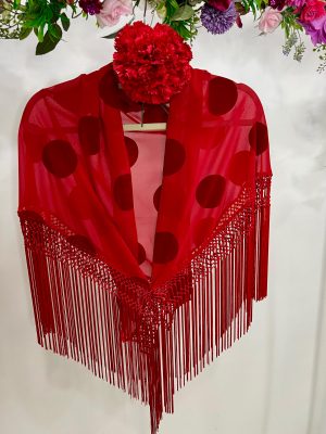 Mantoncillo gasa lunares terciopelo rojo/morado (Ref:43450)