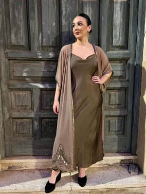 Casaca gasa pedrería - Topo (Ref:43664)