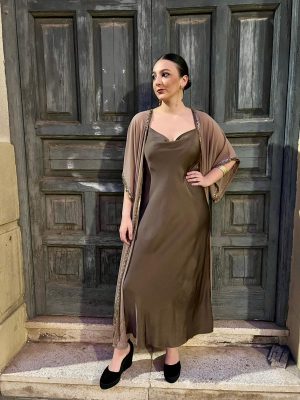 Vestido satinado - Chocolate (Ref:43658)