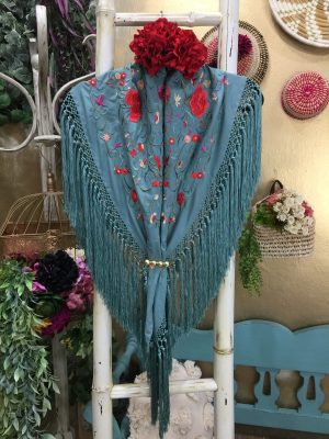 Mantoncillo bordado multi - Azul-Verdoso (Ref:43755)