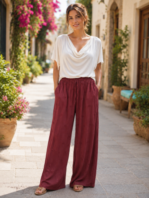 Pantalón bordado - Vino (Ref:44002)