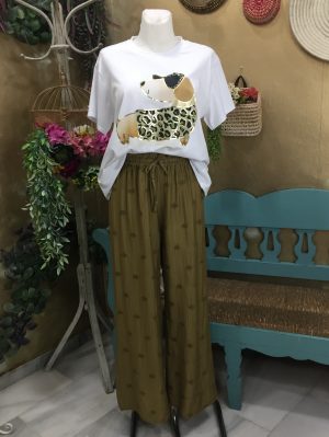 Pantalón bordado – Kaki (Ref:44002)