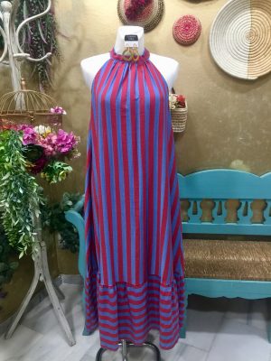 Vestido Haltera - Grosella/Azul (Ref:44201)