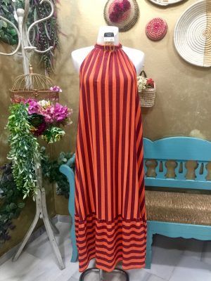 Vestido Haltera - Naranja/Burdeos (Ref:44201)