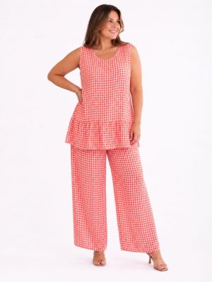 Dos piezas Vichy Curvy – Mandarina/Rosa (Ref:44280)